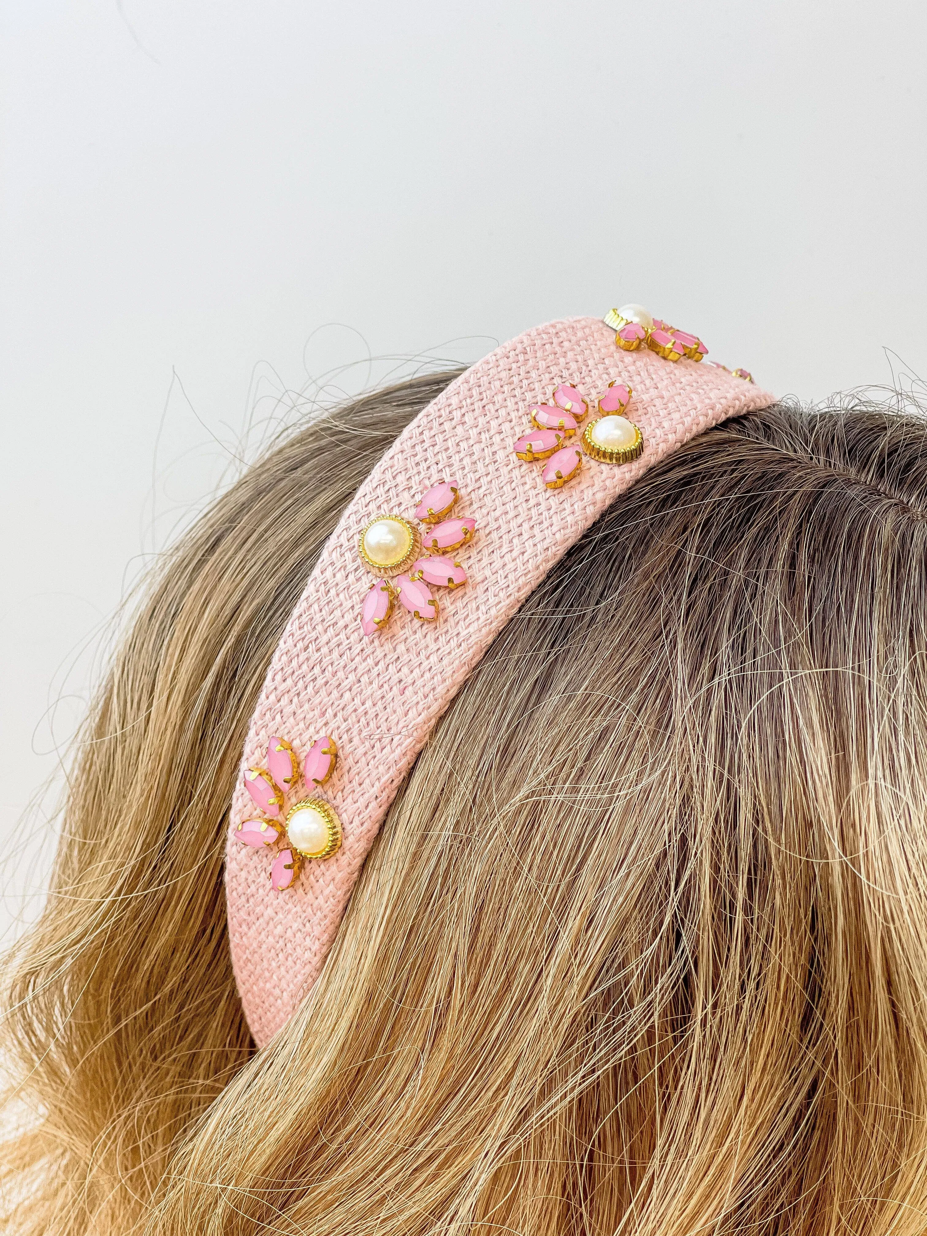 Pearl Flower Headband: Dark Gray