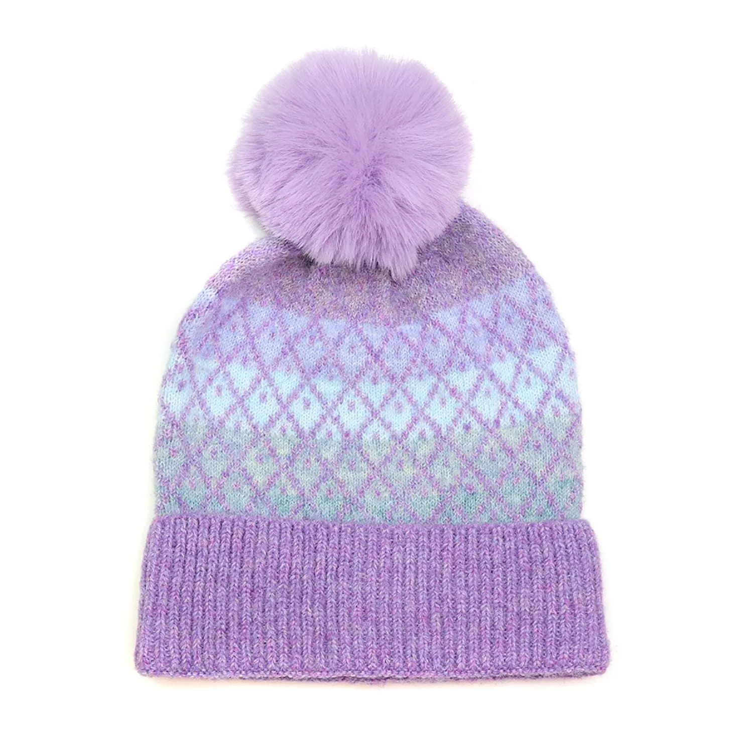 POM Lilac Mixed Yarn Bobble Hat