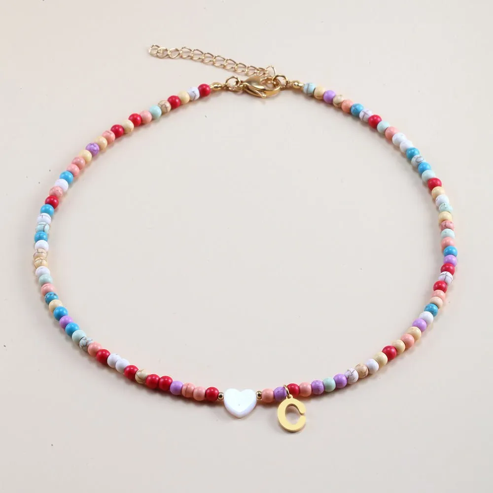 Rainbow Romance Alphabet Charm Necklace