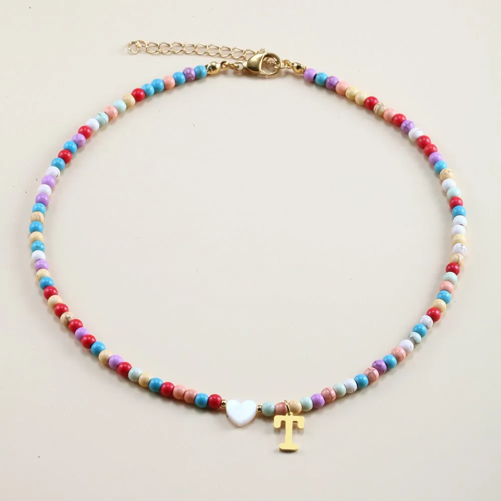 Rainbow Romance Alphabet Charm Necklace