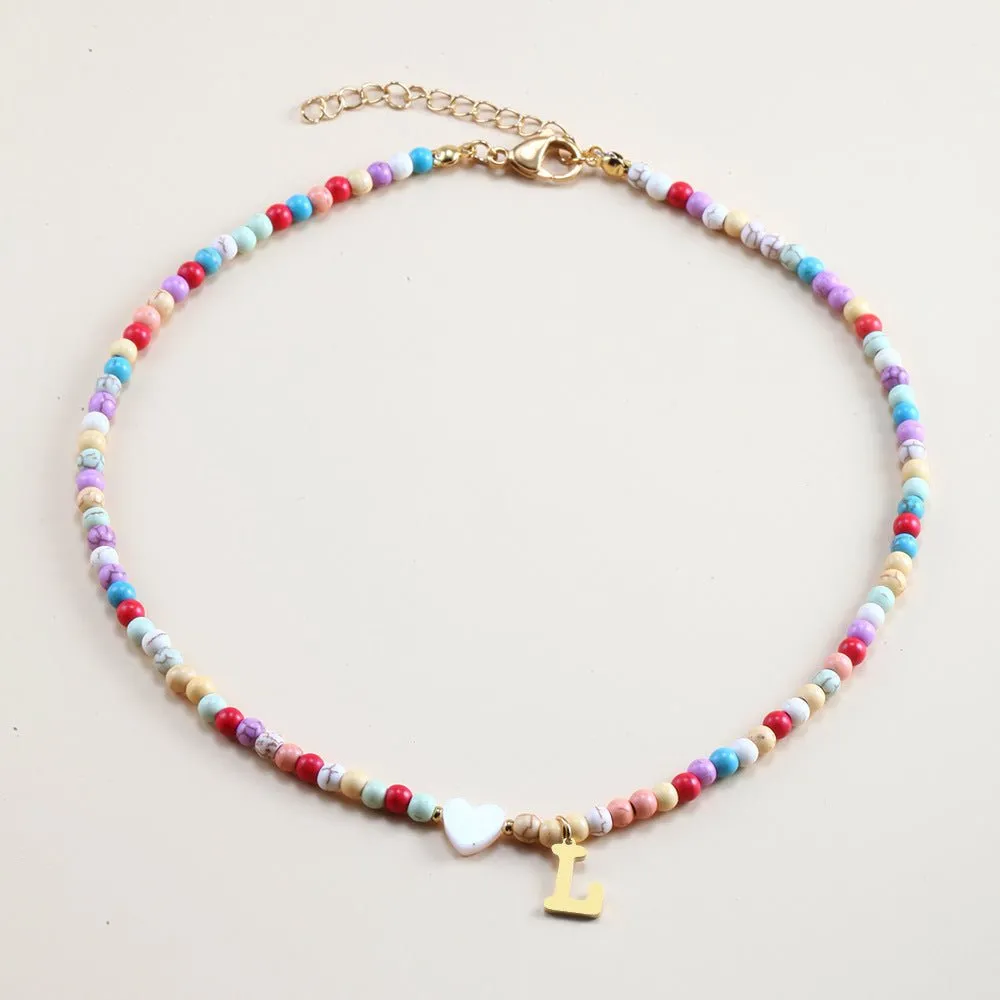 Rainbow Romance Alphabet Charm Necklace