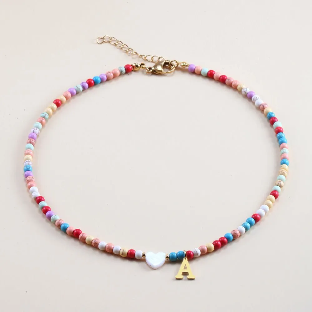 Rainbow Romance Alphabet Charm Necklace