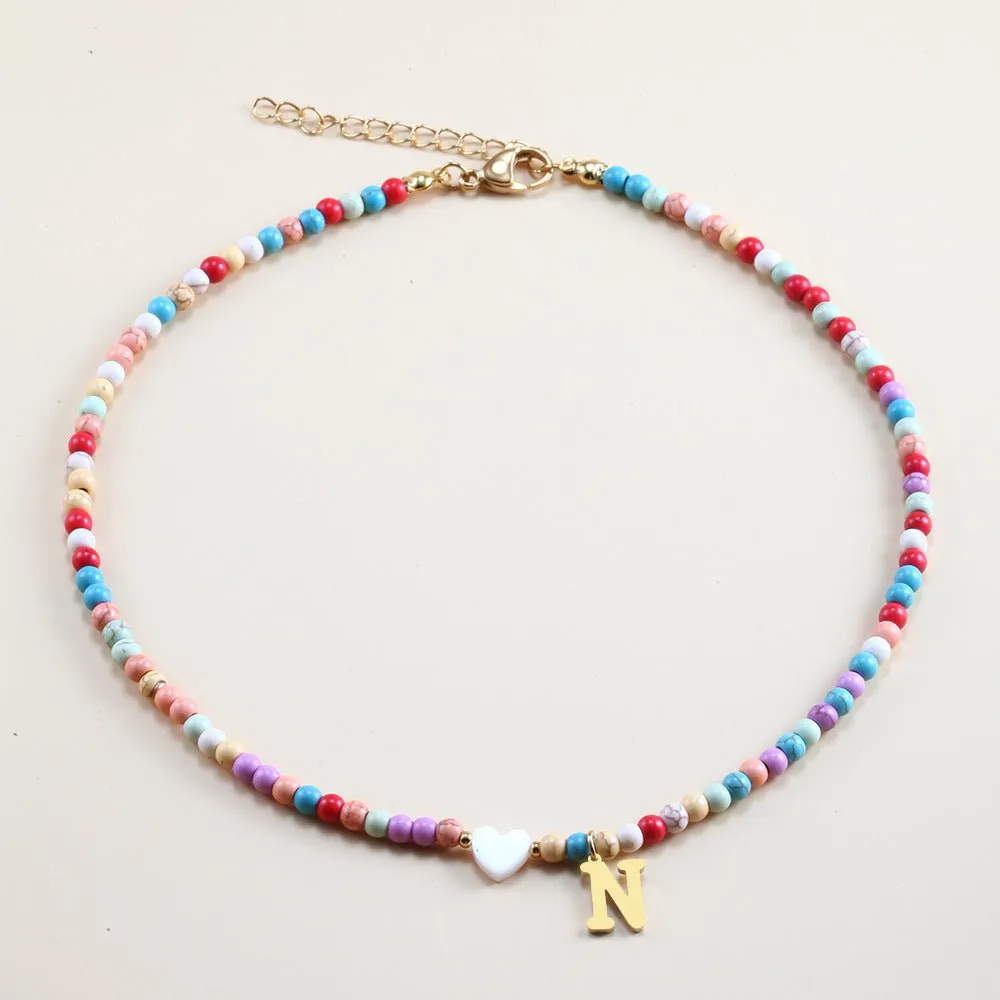 Rainbow Romance Alphabet Charm Necklace