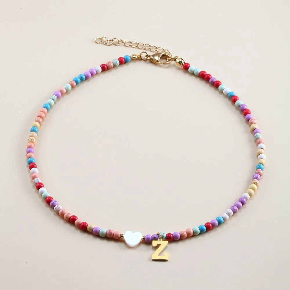 Rainbow Romance Alphabet Charm Necklace