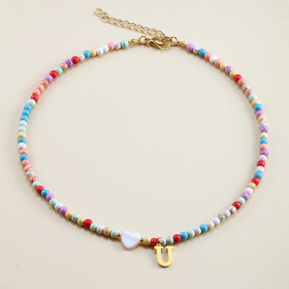 Rainbow Romance Alphabet Charm Necklace