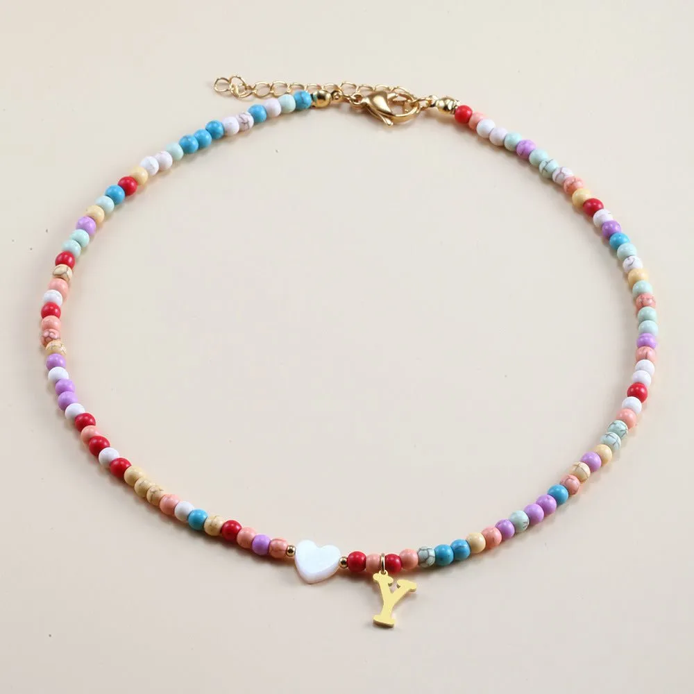 Rainbow Romance Alphabet Charm Necklace