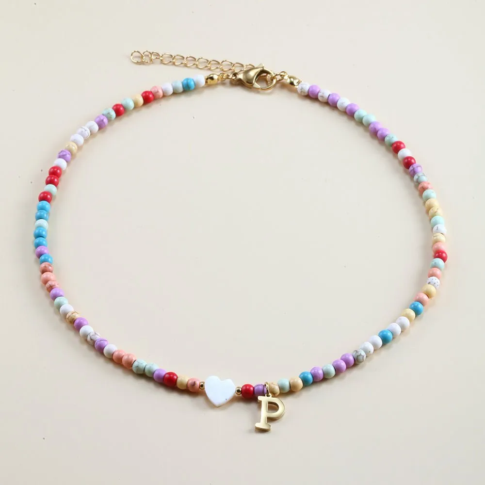 Rainbow Romance Alphabet Charm Necklace