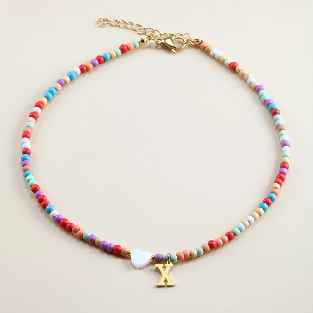 Rainbow Romance Alphabet Charm Necklace