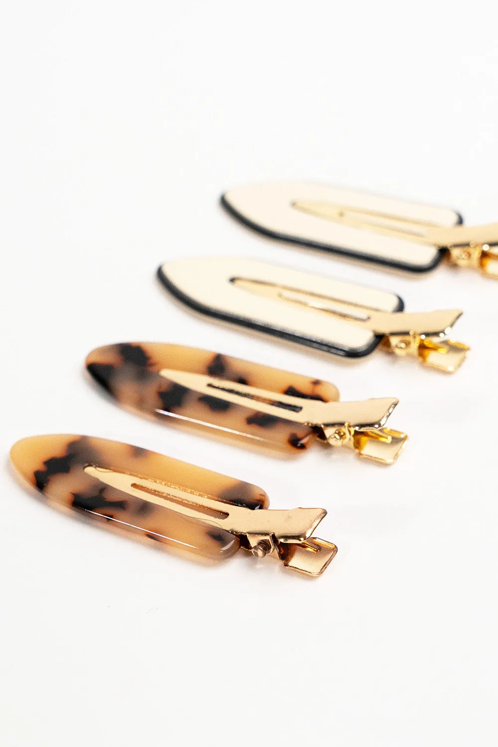 Resin Styling Clips in Brown Tortoiseshell and Cream