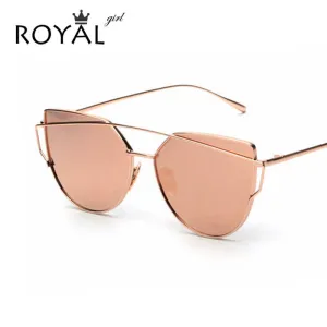 ROYAL GIRL NEW Brand Designer Women Sunglasses Metal Frame Flat Sun glasses Vintage Mirror Shades ss495