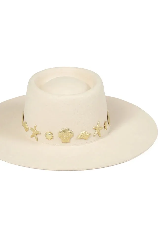 Seaside Boater Hat - Ivory/Gold