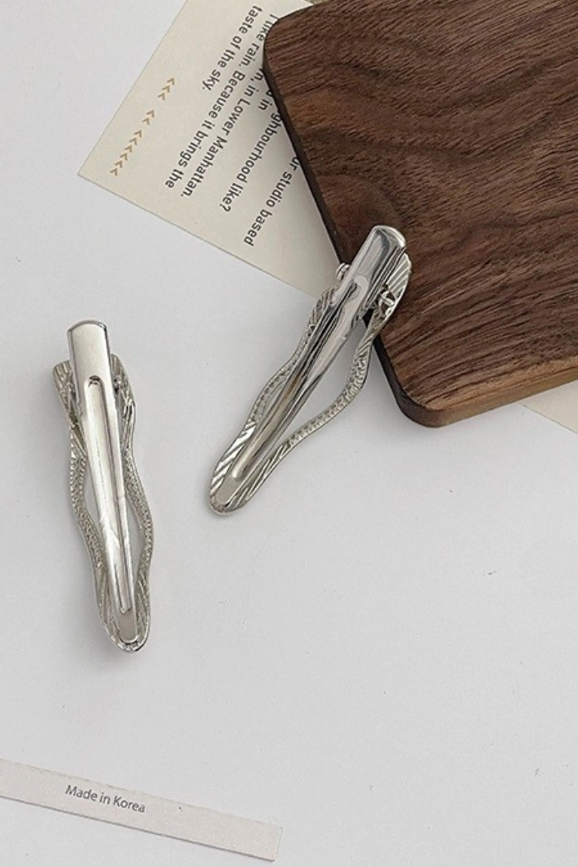 Set of 2 Irregular Wavy Shaped Metal Silver Side Hair Pin