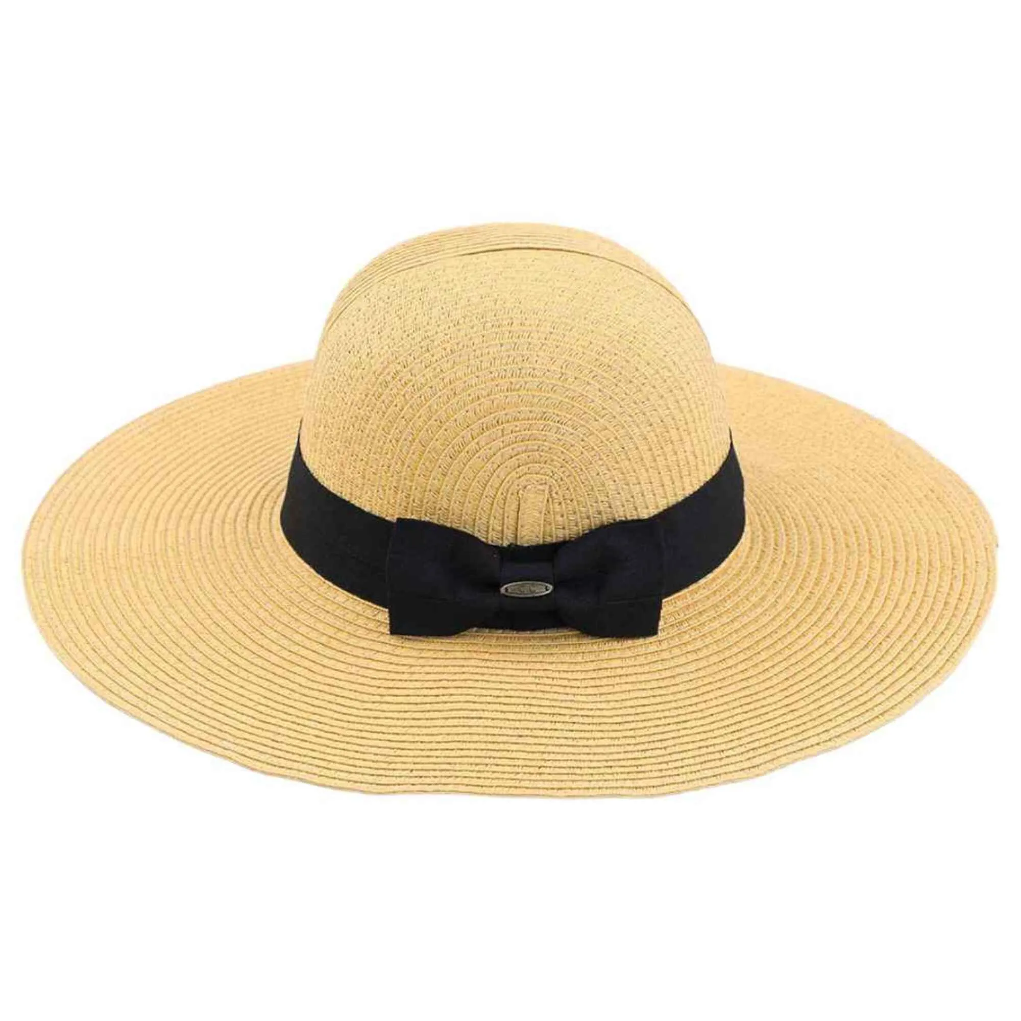 ST3954 Foldable Straw Sun Hat With Detachable Bow