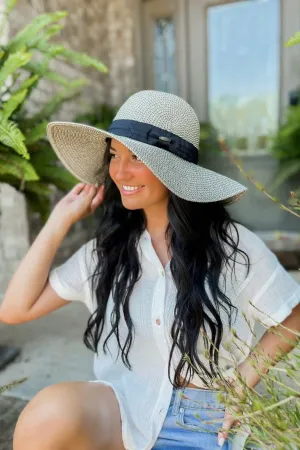 ST3954 Foldable Straw Sun Hat With Detachable Bow