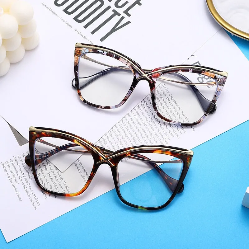 TEEK - Anti Blue Light Metal Ms. Cat Eye Eyeglasses