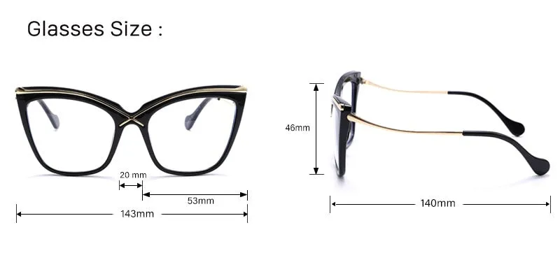 TEEK - Anti Blue Light Metal Ms. Cat Eye Eyeglasses