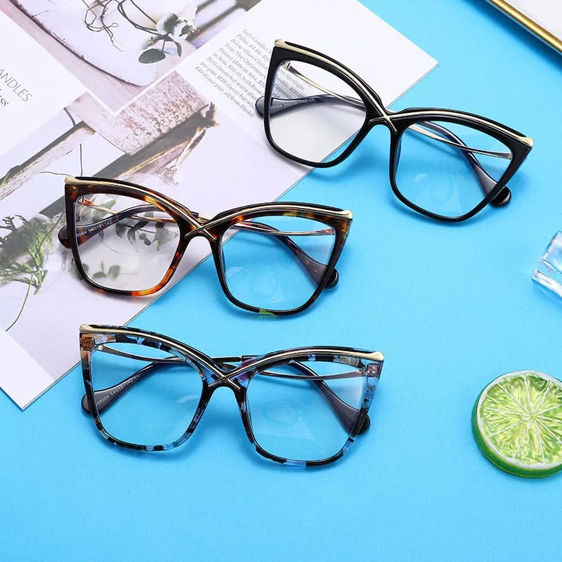 TEEK - Anti Blue Light Metal Ms. Cat Eye Eyeglasses