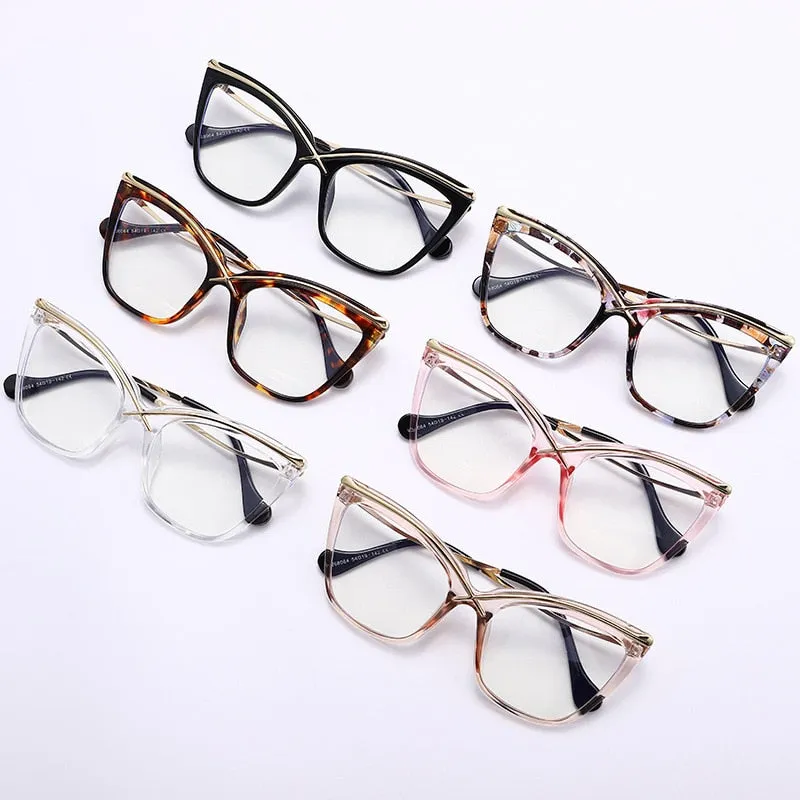 TEEK - Anti Blue Light Metal Ms. Cat Eye Eyeglasses