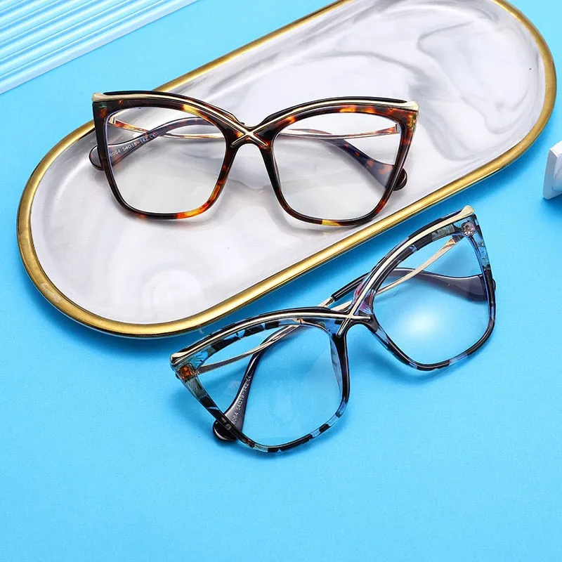 TEEK - Anti Blue Light Metal Ms. Cat Eye Eyeglasses