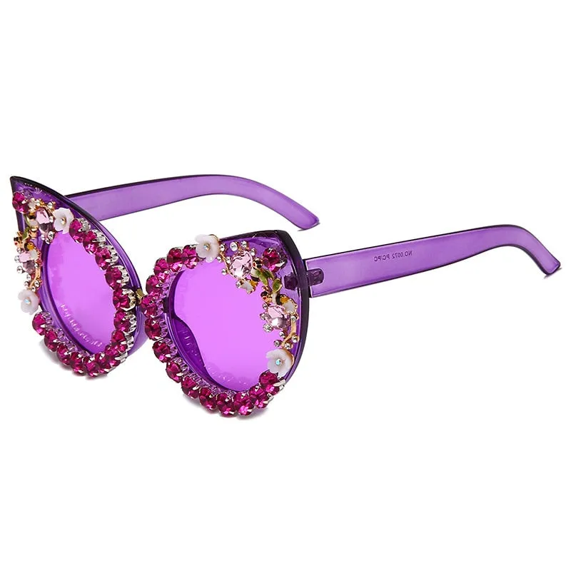 TEEK - Cat Eye Flower Bling Sunglasses