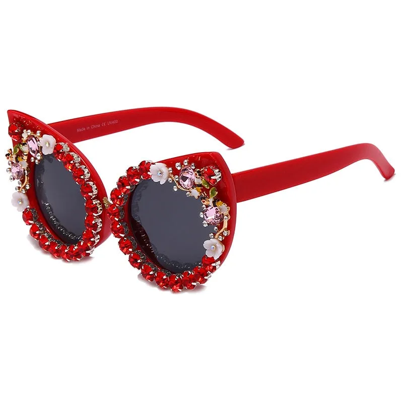 TEEK - Cat Eye Flower Bling Sunglasses