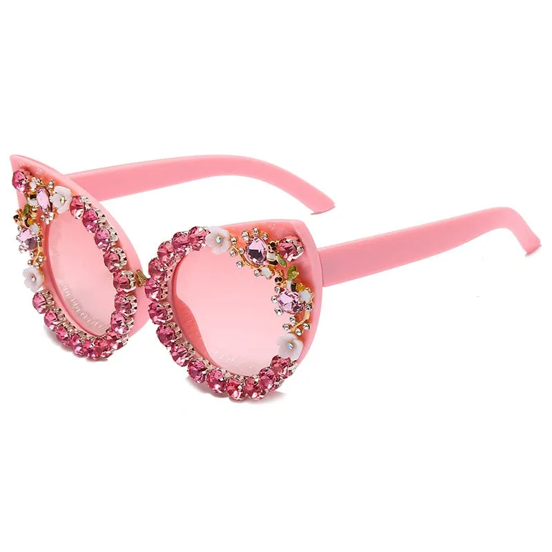 TEEK - Cat Eye Flower Bling Sunglasses