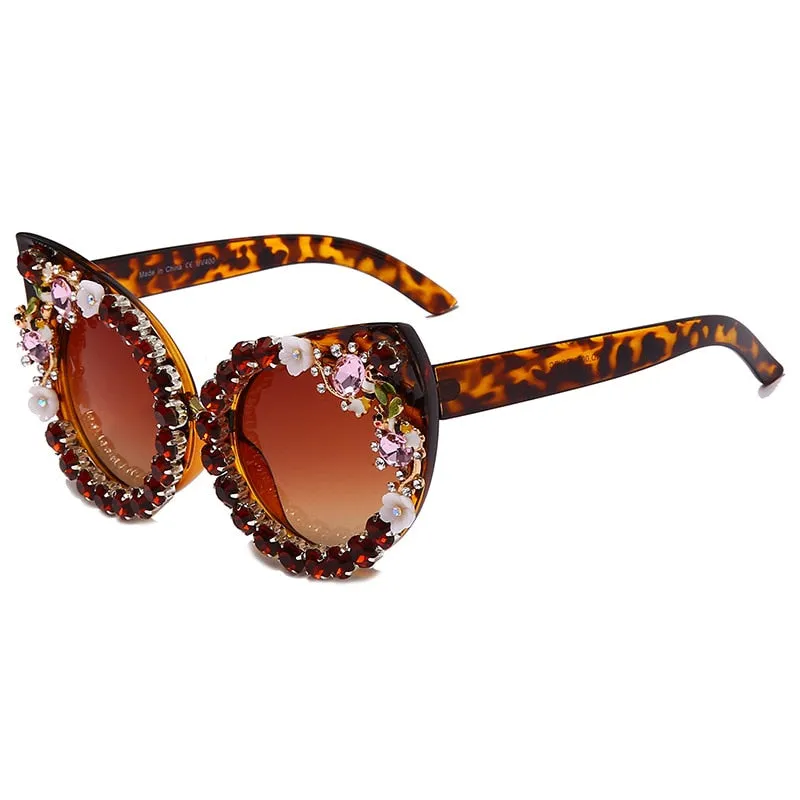 TEEK - Cat Eye Flower Bling Sunglasses