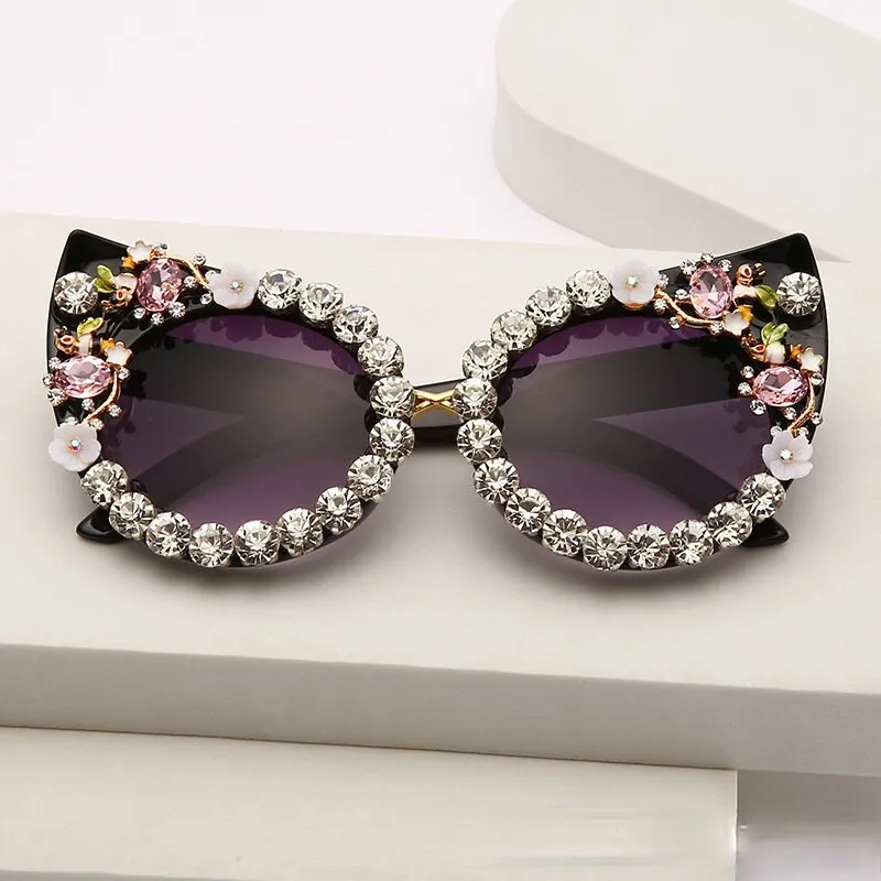 TEEK - Cat Eye Flower Bling Sunglasses