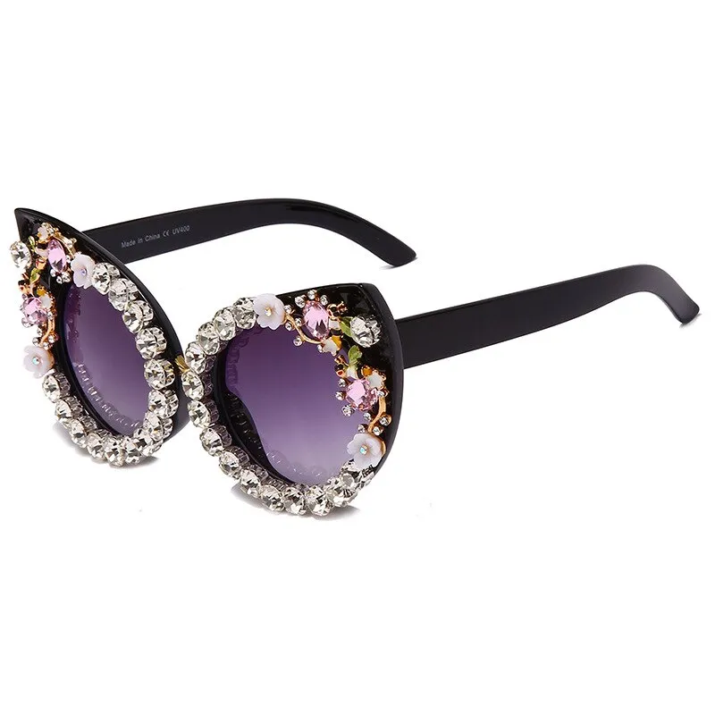 TEEK - Cat Eye Flower Bling Sunglasses