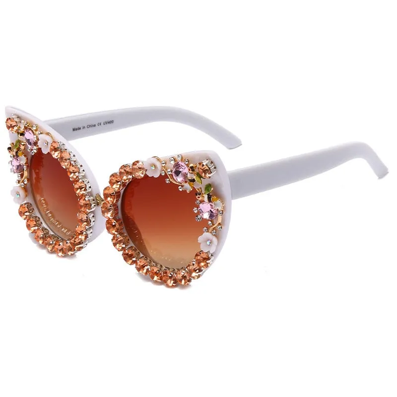 TEEK - Cat Eye Flower Bling Sunglasses