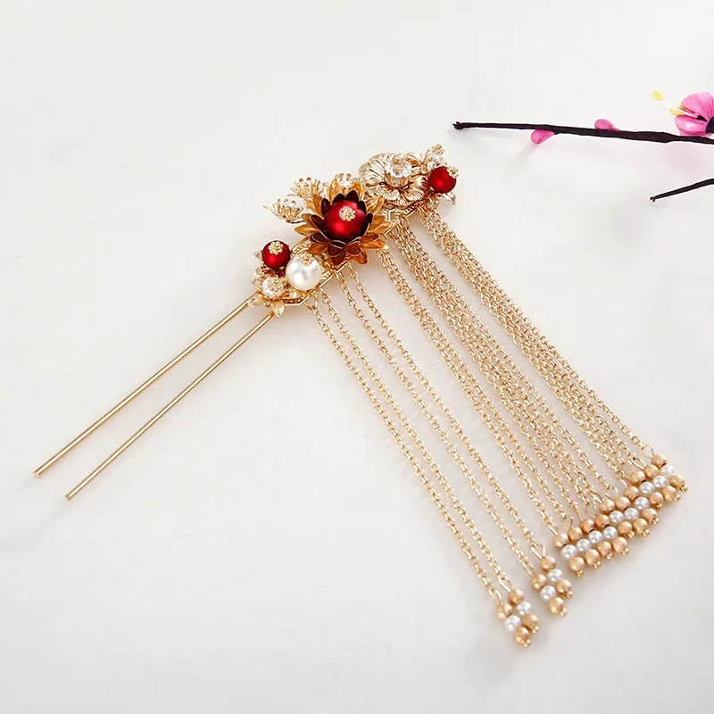 Traditional Chinese Hairpin Gold Hair Combs for Chinese Wedding