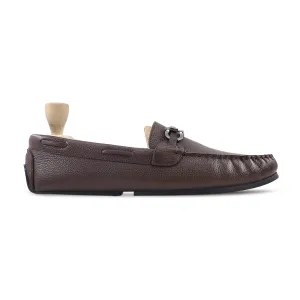 Velma - Men's Brown Pebble Grain Leather Driver Shoe