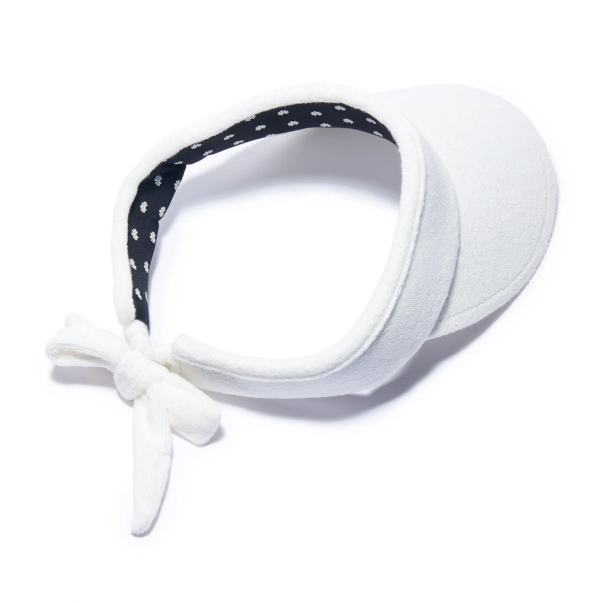 WHITE TERRY CLOTH BOW TIE VISOR