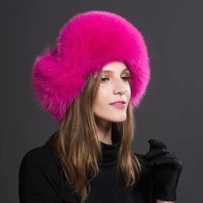 Women Natural Fur Caps Ushanka Hats for Winter Thick Warm Ears