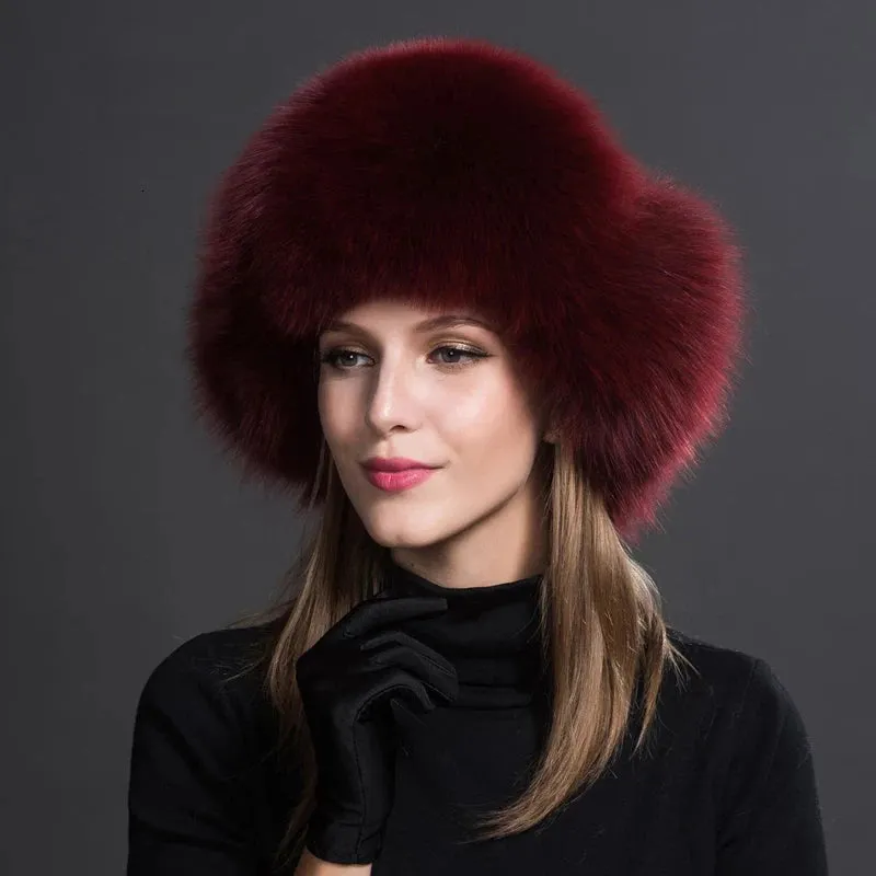 Women Natural Fur Caps Ushanka Hats for Winter Thick Warm Ears