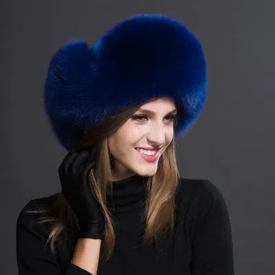 Women Natural Fur Caps Ushanka Hats for Winter Thick Warm Ears